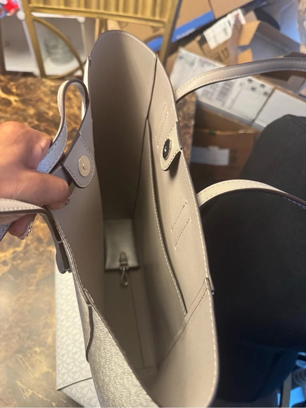Michael Kors White and Silver Logo Tote